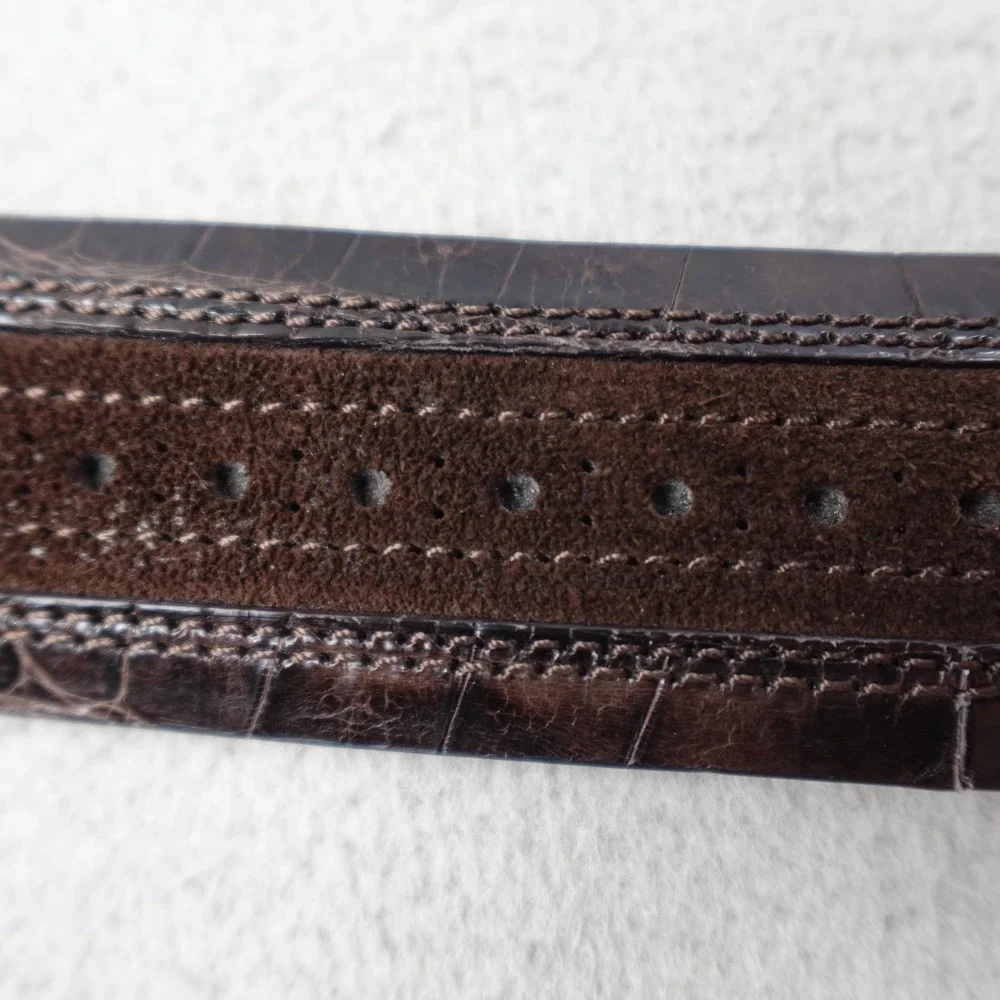 Mezlan Genuine Alligator Leather Belt Mens 42 Brown Made In Spain Luxury Dress